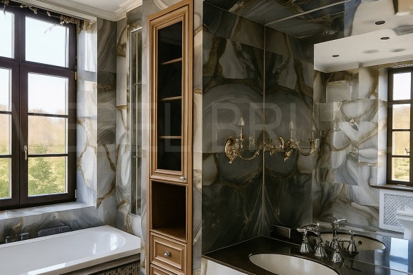 Шкаф на заказ №112/24 — современная классика, МДФ эмаль, патина 