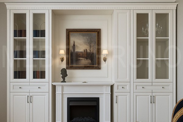 Шкаф на заказ №118/24 — Встроенная библиотека на заказ вокруг ка