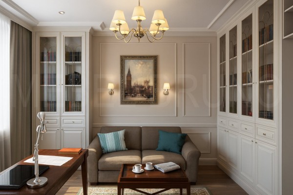 Шкаф на заказ №119/24 — Кабинет-библиотека на заказ в классическ