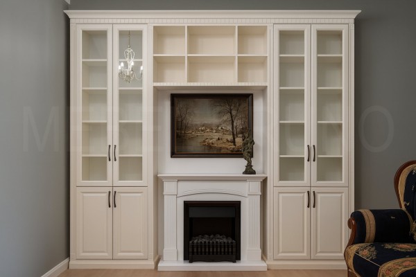 Шкаф на заказ №180/24 — Классическая стенка вокруг камина на зак